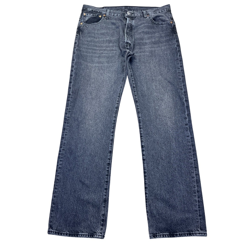 Levi's 501 Jeans Mens Button Fly Black Wash Denim Regular Fit Sz 36 Fits 35"